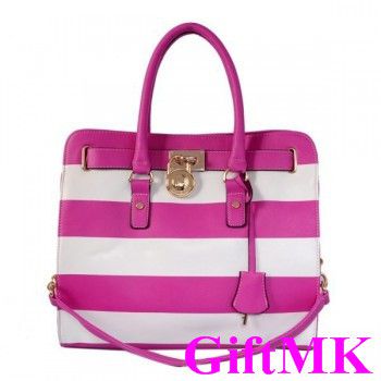 Michael Kors Striped Travel Large Pink White Tote Bags