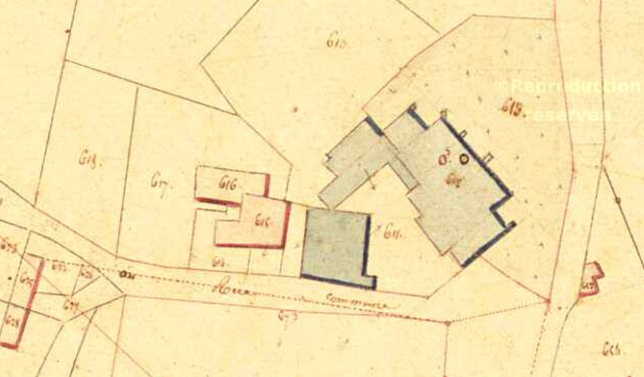 1 vue générale.2 et 3 le centre du village.4 Eglise et presbytère.5 La Motte castrale (encore visible de nos jours). 1830