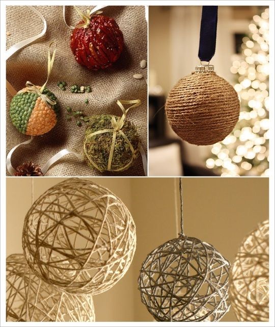 idées deco noel diy boule de sapin cordelette laine graines lentilles