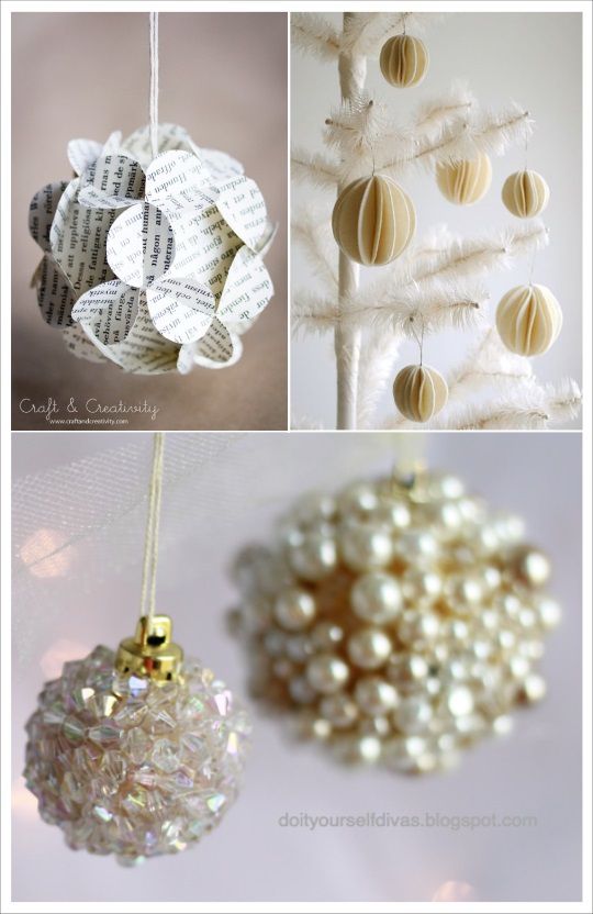 diy boule de noel perles papier journal 