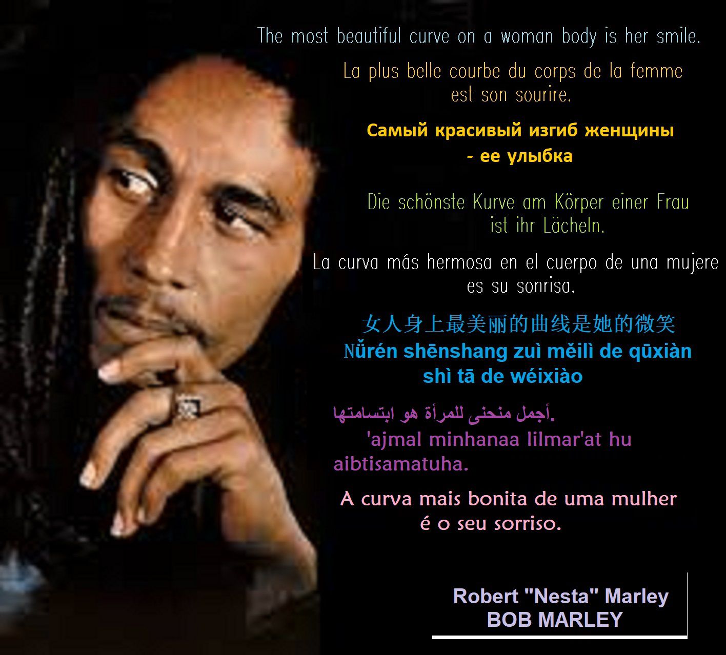 Citation De Bob Marley La Plus Belle Courbe D Une Femme Fifeme Filles Femmes Meres