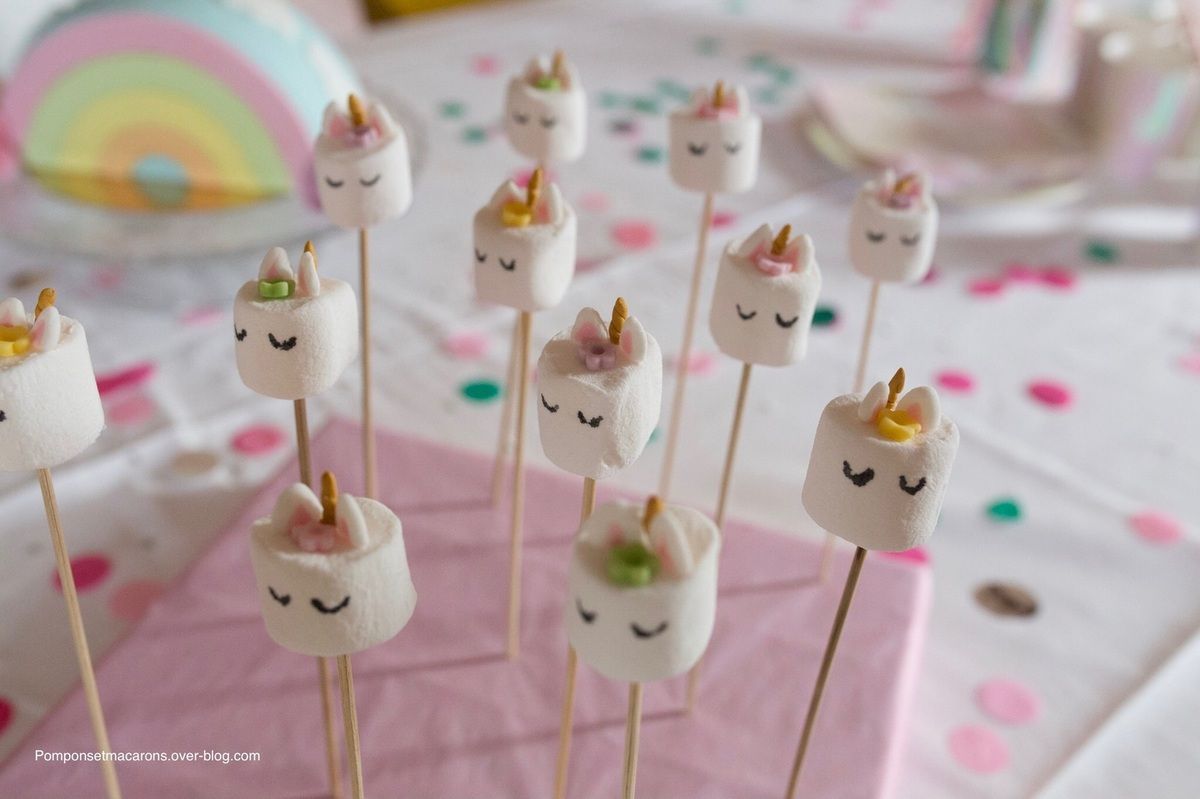 Tetes De Licorne En Chamallows Pompons Et Macarons