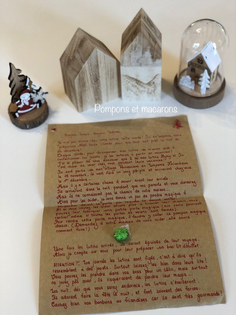 Lettre arrivée lutin farceur du père Noel elfie