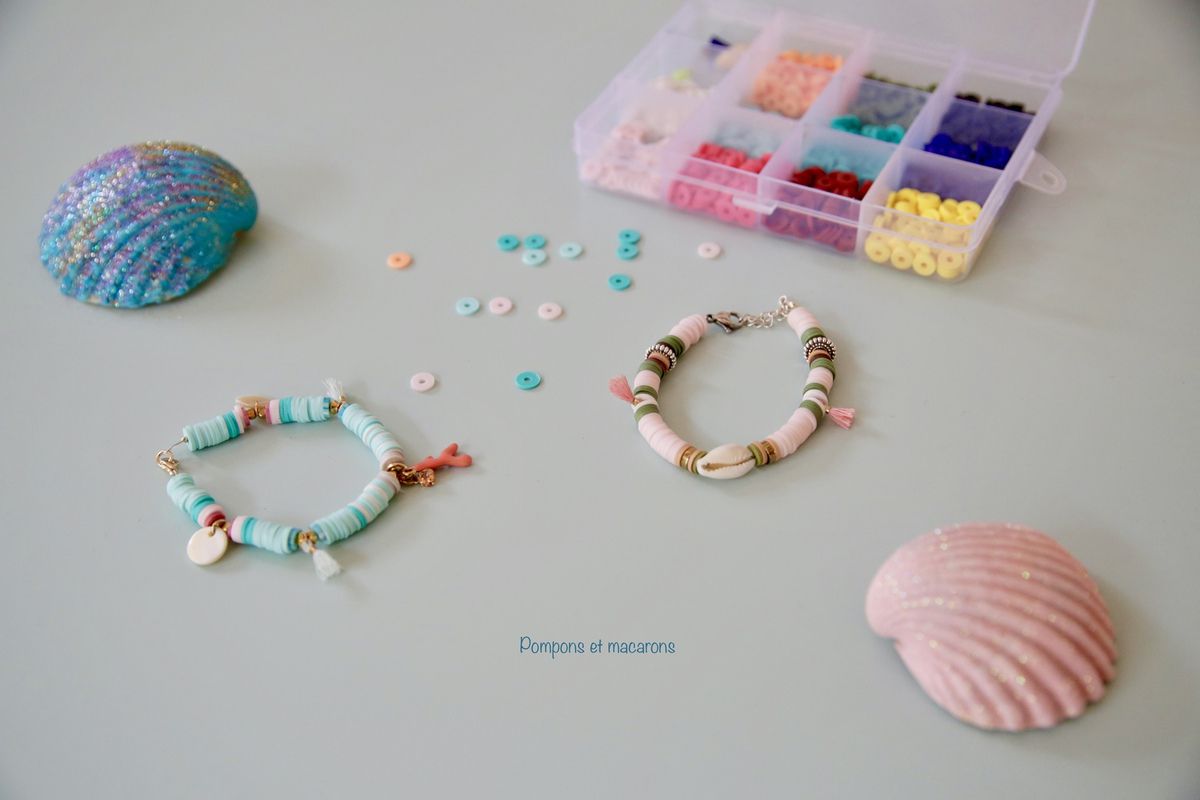 DIY: Bracelets d'été avec les perles Heishi - Pompons et Macarons