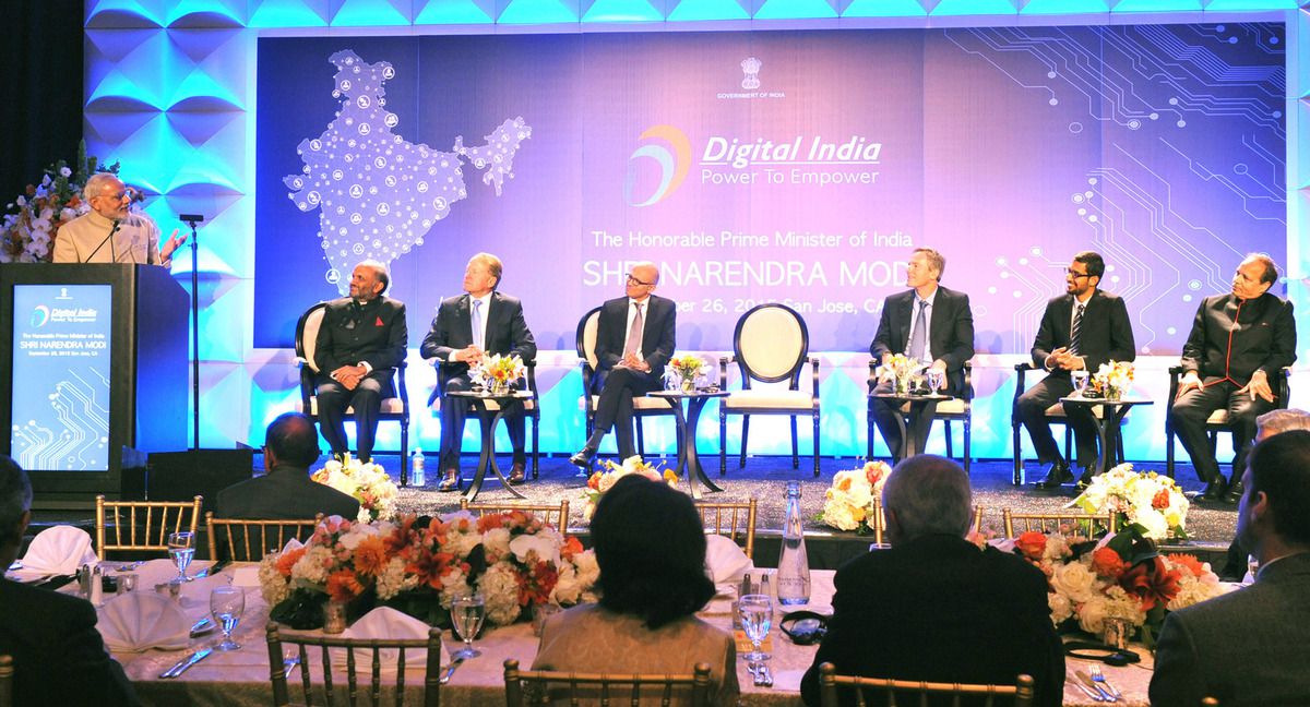 Prime Minister Narendra Modi at the stage for Digital India Campaign
