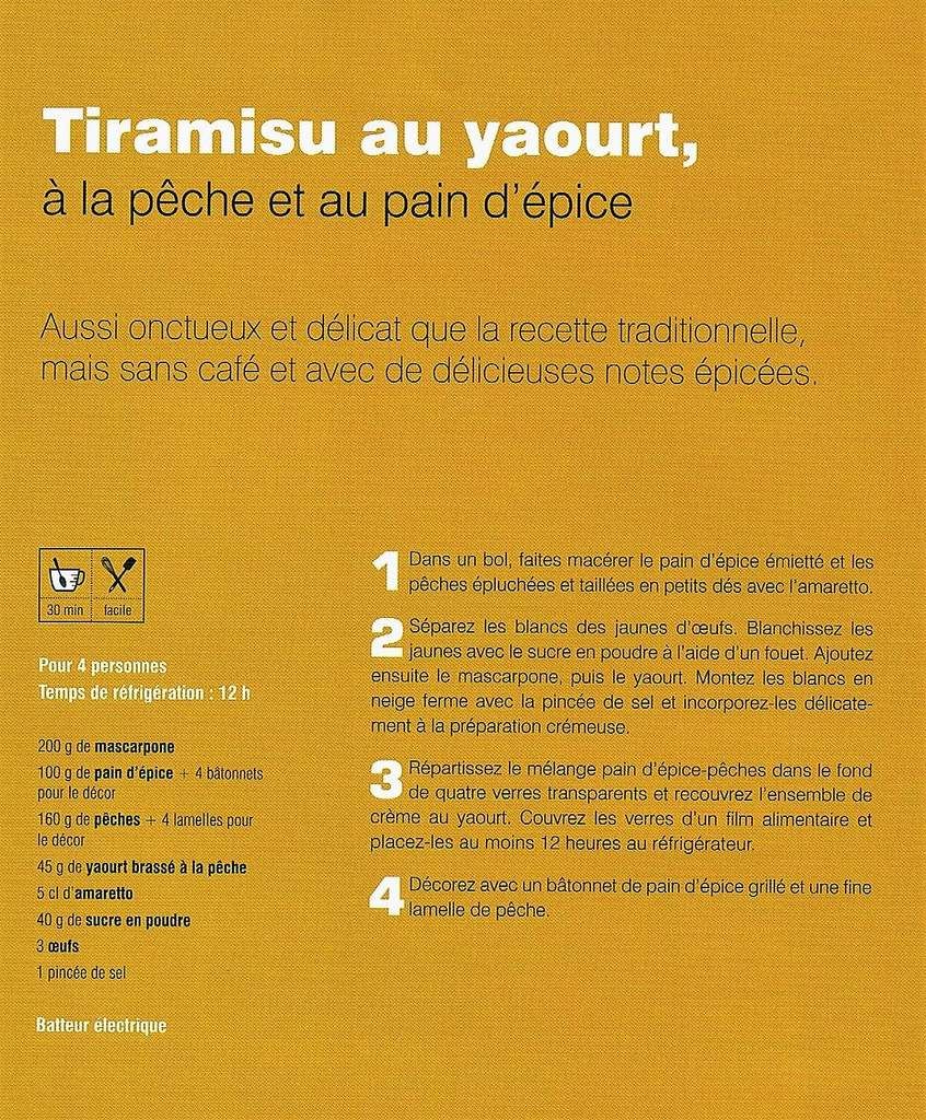 Tiramisu au yaourt, à la pêche et au pain d'épice