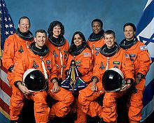 Image des septs astronautes qui etaient sur la Navette Colombia.