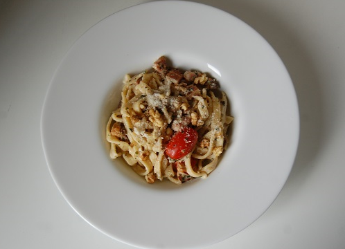 blog-maman-lyon-picou-bulle-recette-pates-champignons-lard-tomates