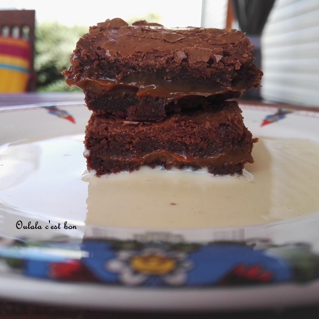 brownie chocolat confiture de lait crème anglaise