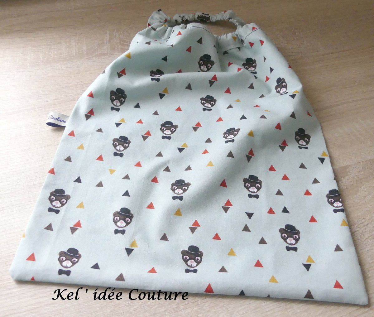 serviette de table enfant ourson vert 