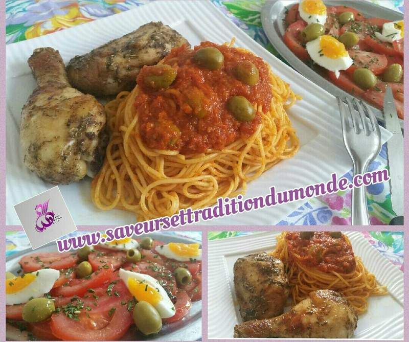 Spaghetti Au Poulet Et Sauce Tomate Saveurs Du Monde Et