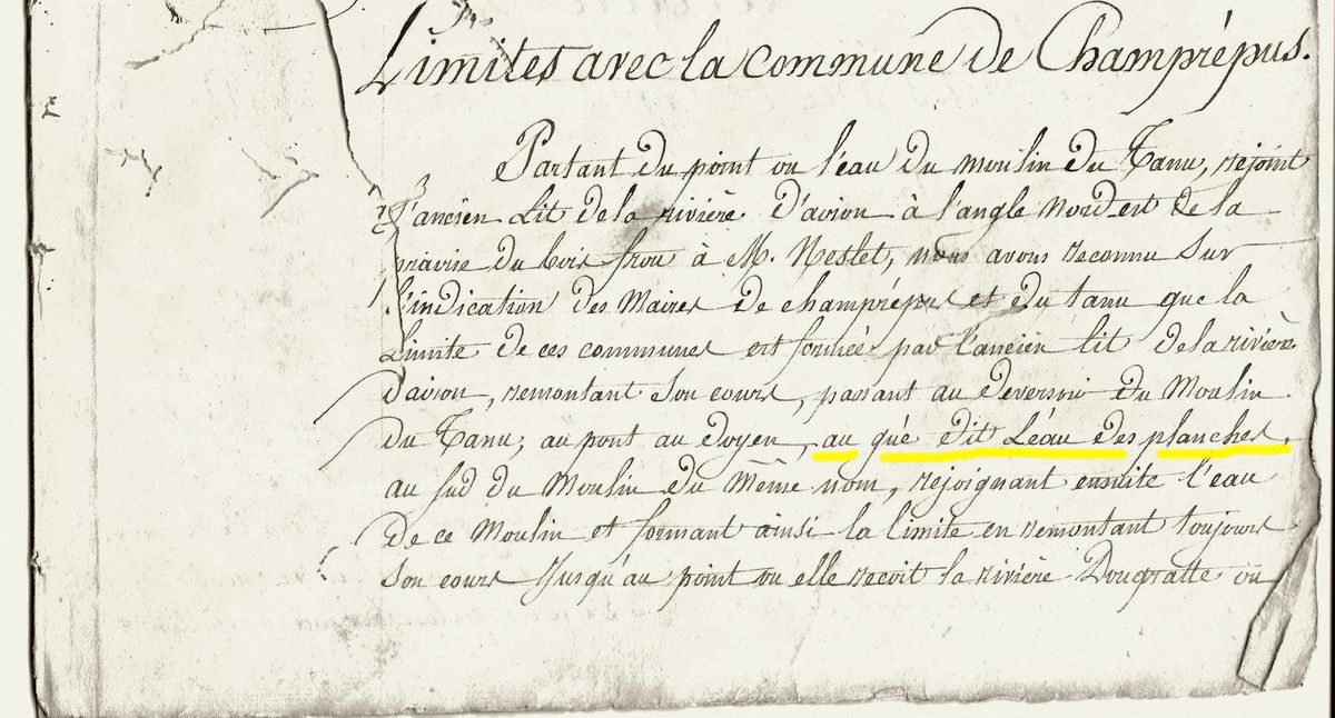 Extrait du procès verbal de délimitation du territoire établi en 1824 par le géomètre en chef du département