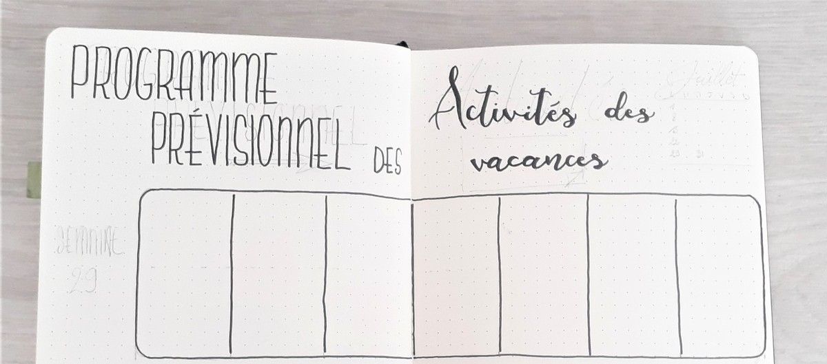 Programme prévisionnel de vacances sur 15 jours Tiph's Bullet Journal