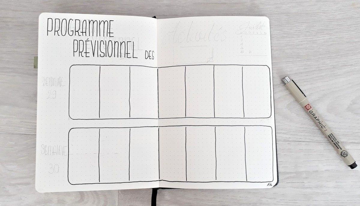 Programme prévisionnel de vacances sur 15 jours Tiph's Bullet Journal