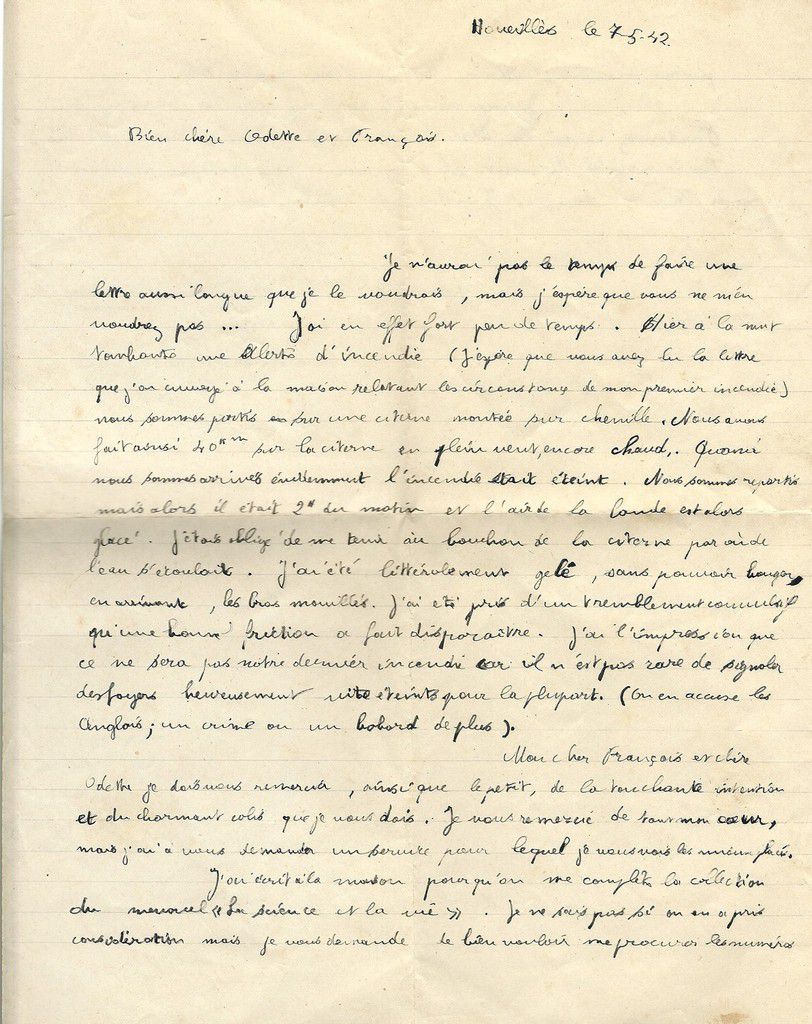 Albert Jarlier Lettre du 07 mai 1942 à son frère et sa belle-soeur page 1