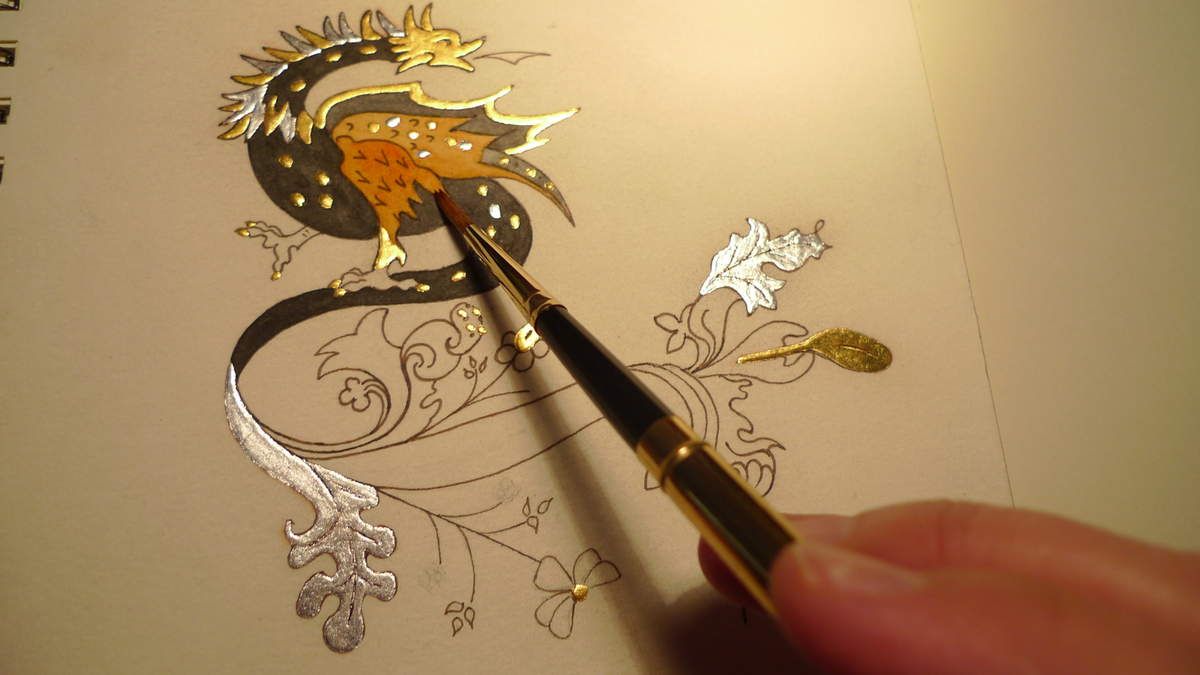 MONIQUEKALITA ENLUMINEURE ENLUMINURE ARTISTEPEINTRE CALLIGRAPHIE MÉDIÉVAL MOYEN-ÂGE CHEVALIER CHIMÉRE