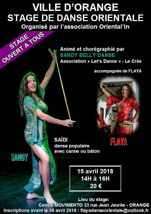 Stage de danse orientale le 15 avril 2018 ville d'Orange - vaucluse - région PACA - Flaya danse - oriental'in