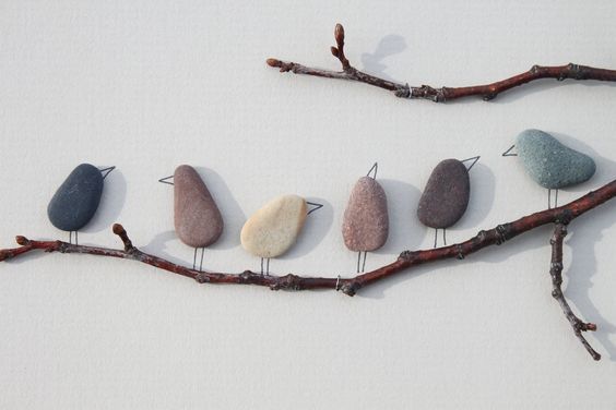 Tableau Oiseaux Cailloux Dix Petits Doigts