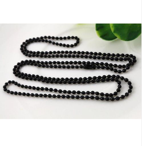 chaîne boule fashion noire 2 mm de dia et 65 cm de longueur, pour pendentif, collier, bijoux femmes, bijoux hommes, bijoux enfant