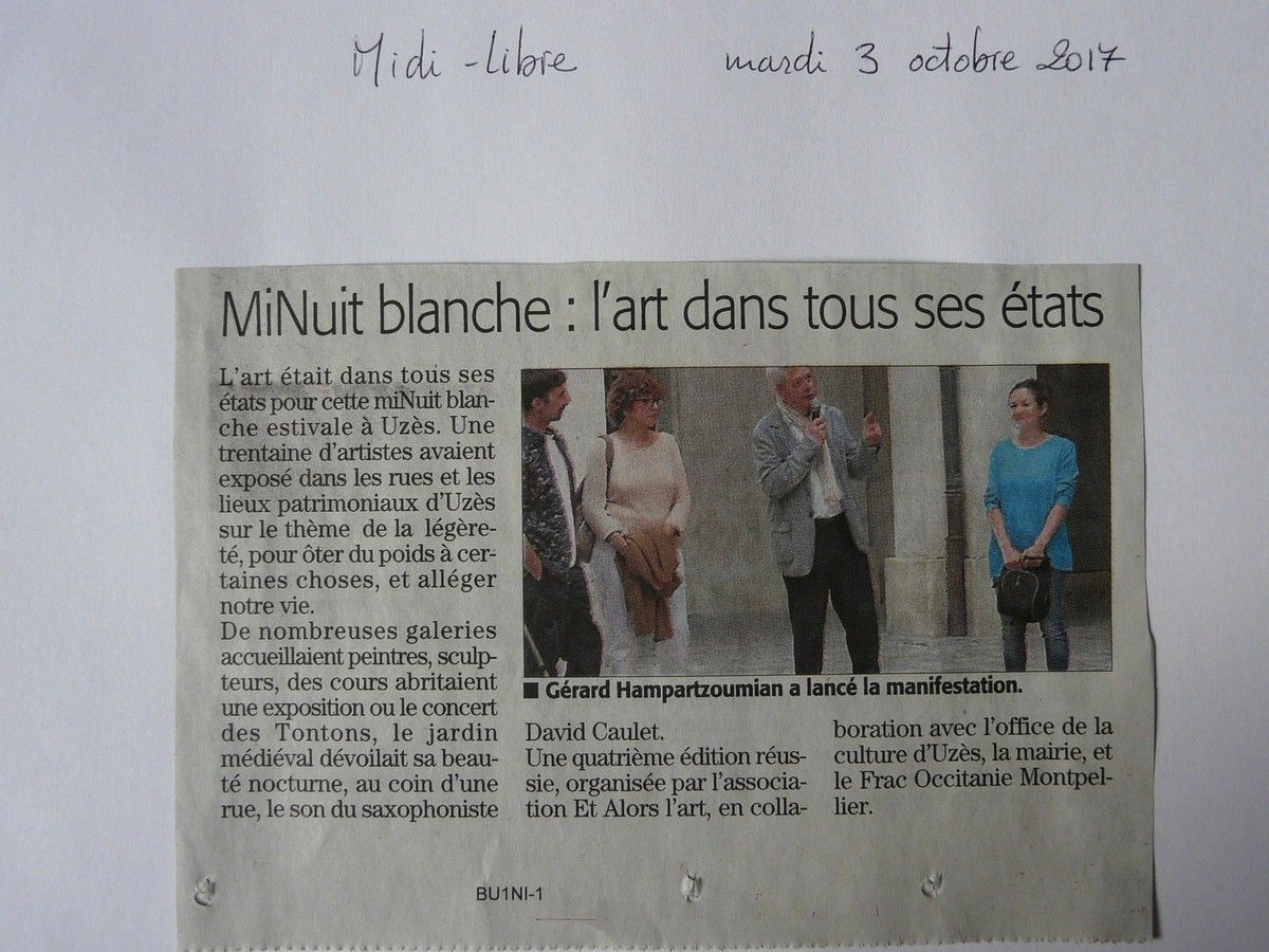 MiNuit Blanche Uzès 2017 Vendredi 29 septembre 2017 de 19h à minuit