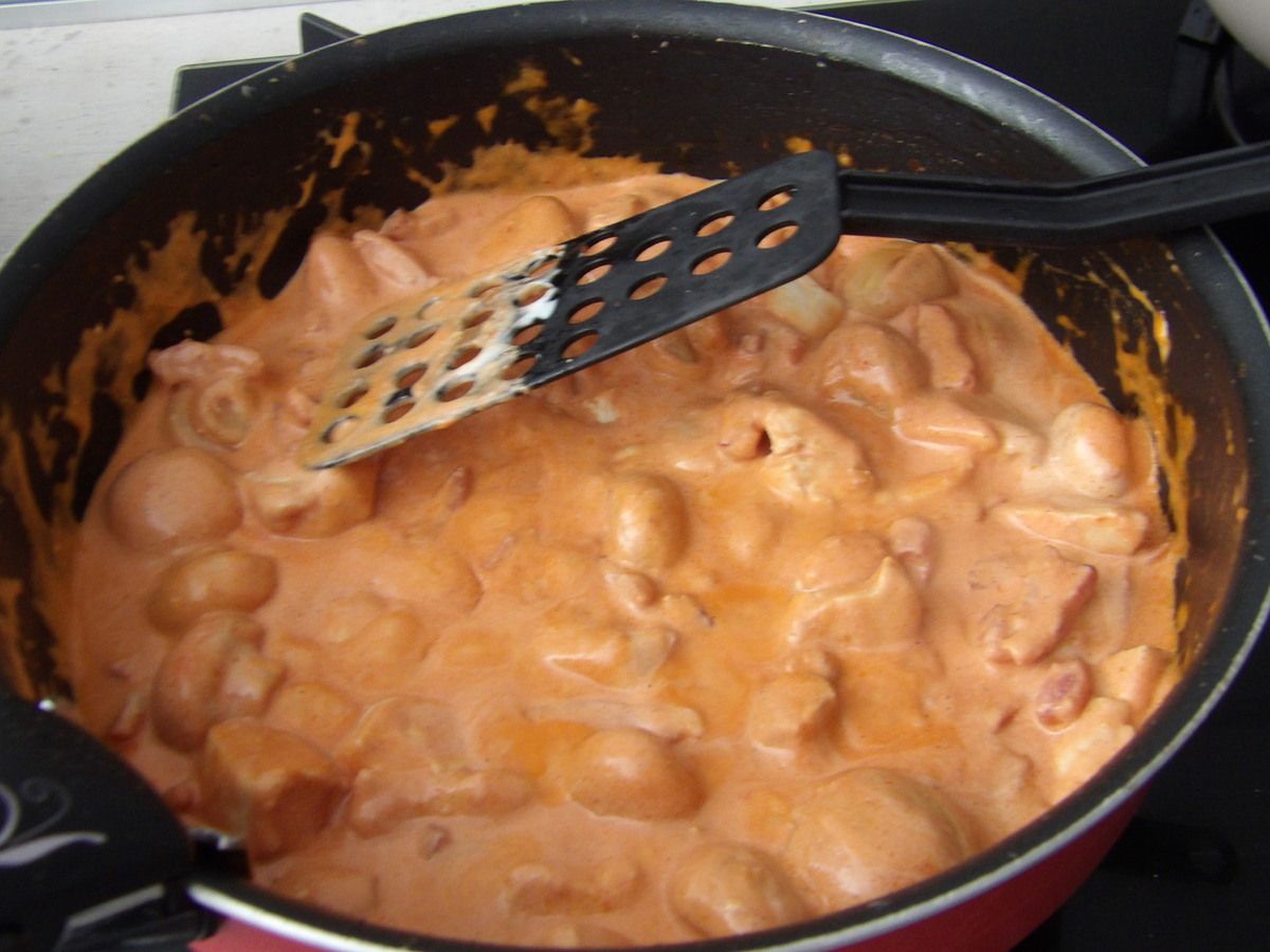 Recette Pates Lardons Poulet Champignons Tomates Une Super