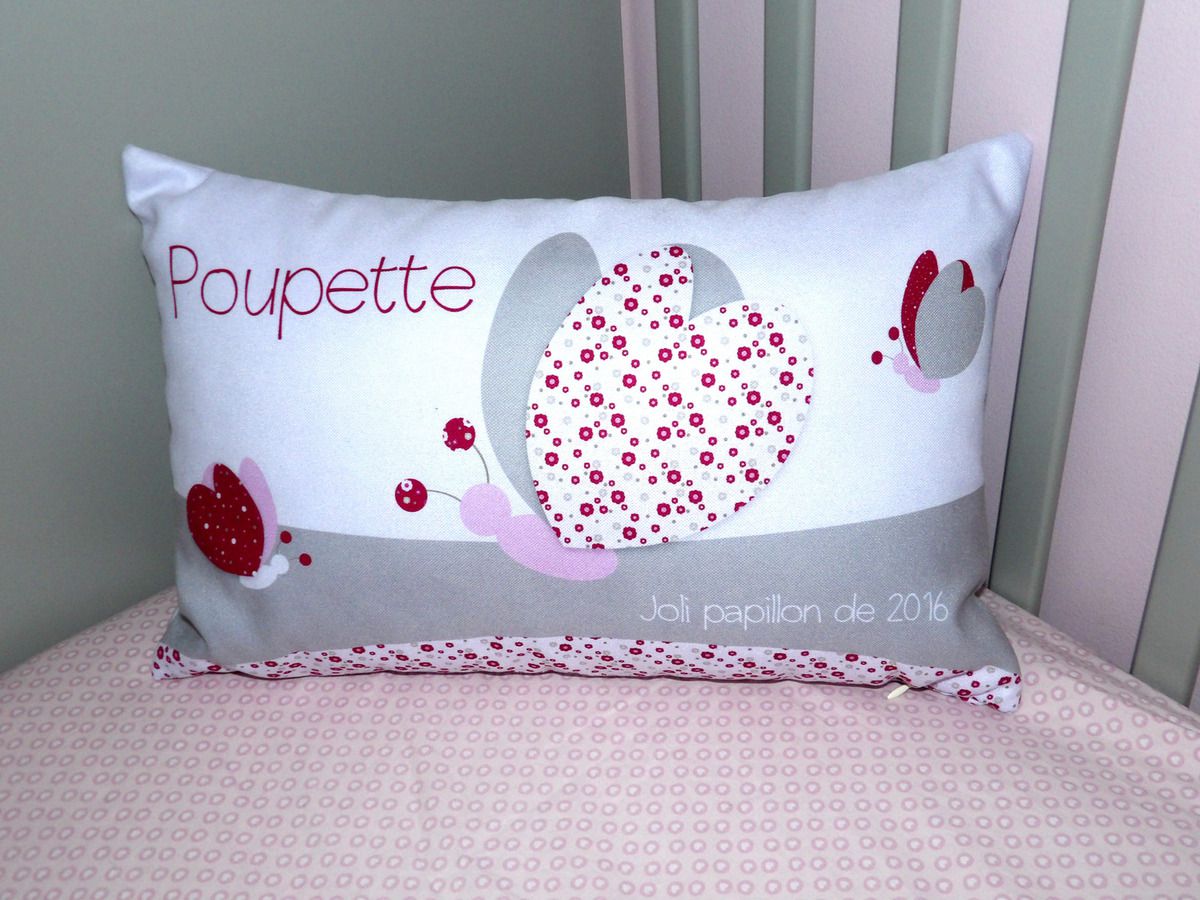 coussin, bébé, baby'sphère, chambre, papillon, décoration
