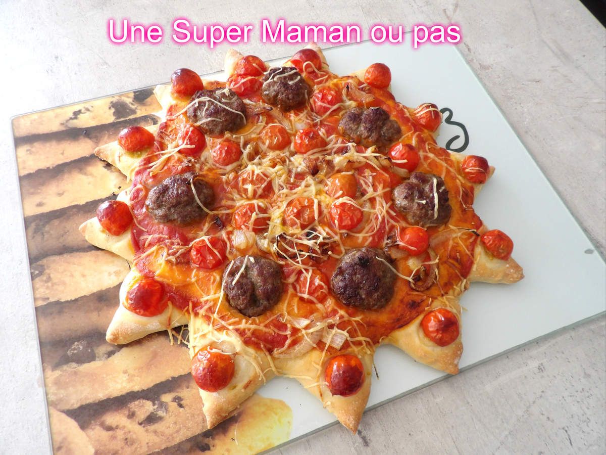 pizza étoile, recette, enfant, cook, food, bœuf, tomate