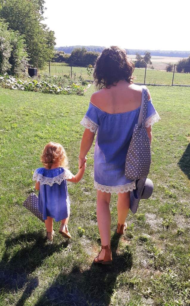 Mère, fille, tenues, sac, mode, sac jujube