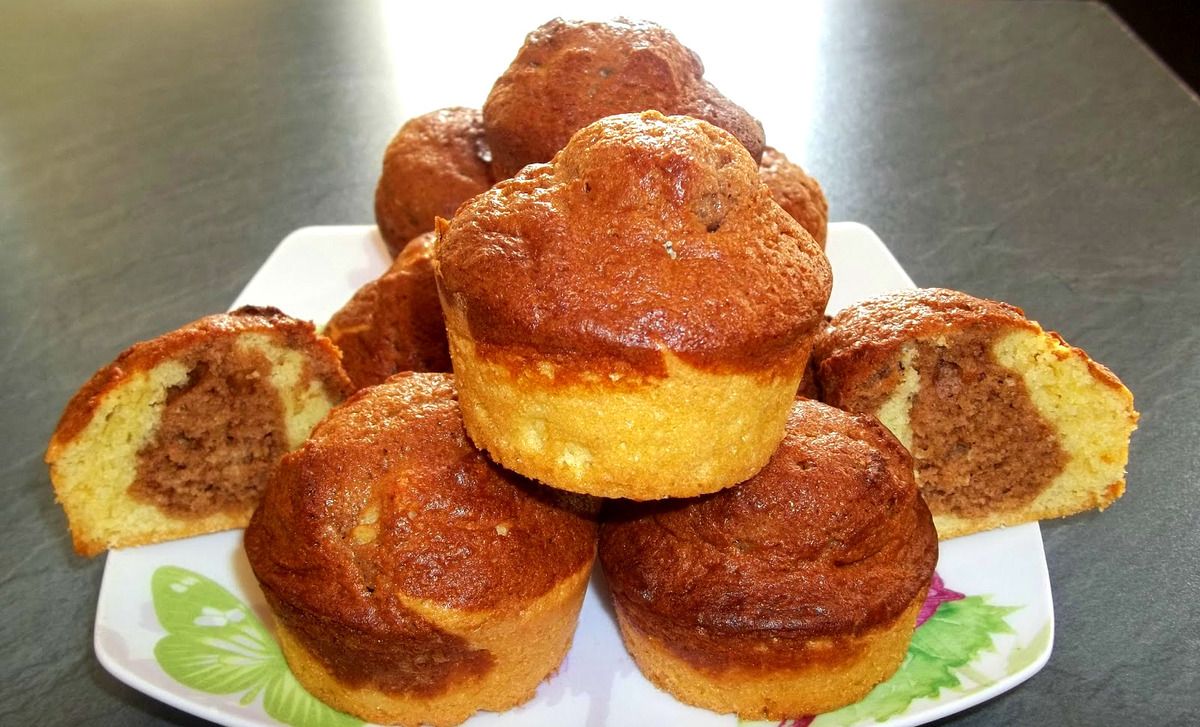 muffins marbrés, chocolat au lait, recette, cook, goûter, cuisine facile et rapide