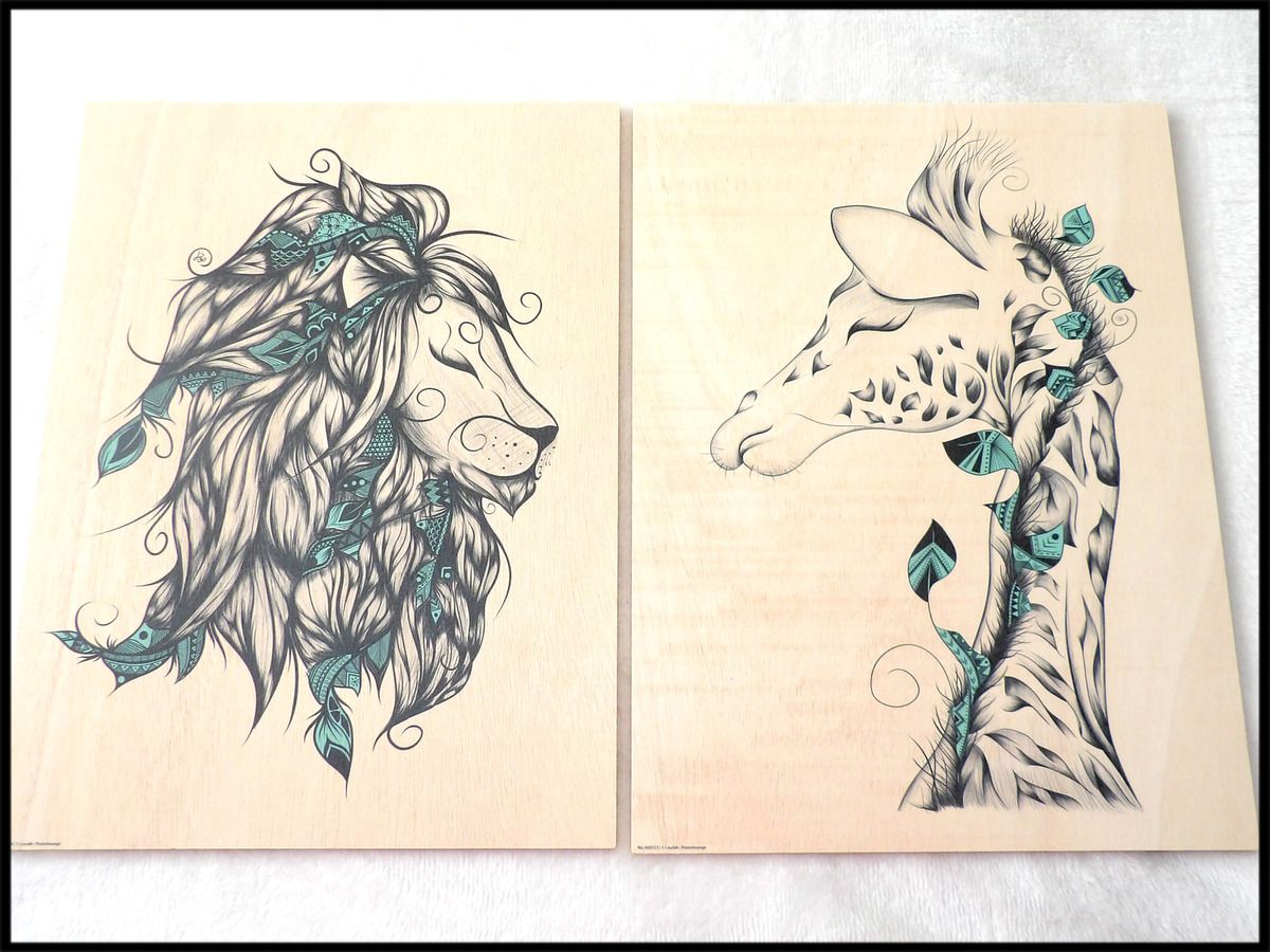 tableaux, posterlounge, décoration, maison, animaux, lion, girafe