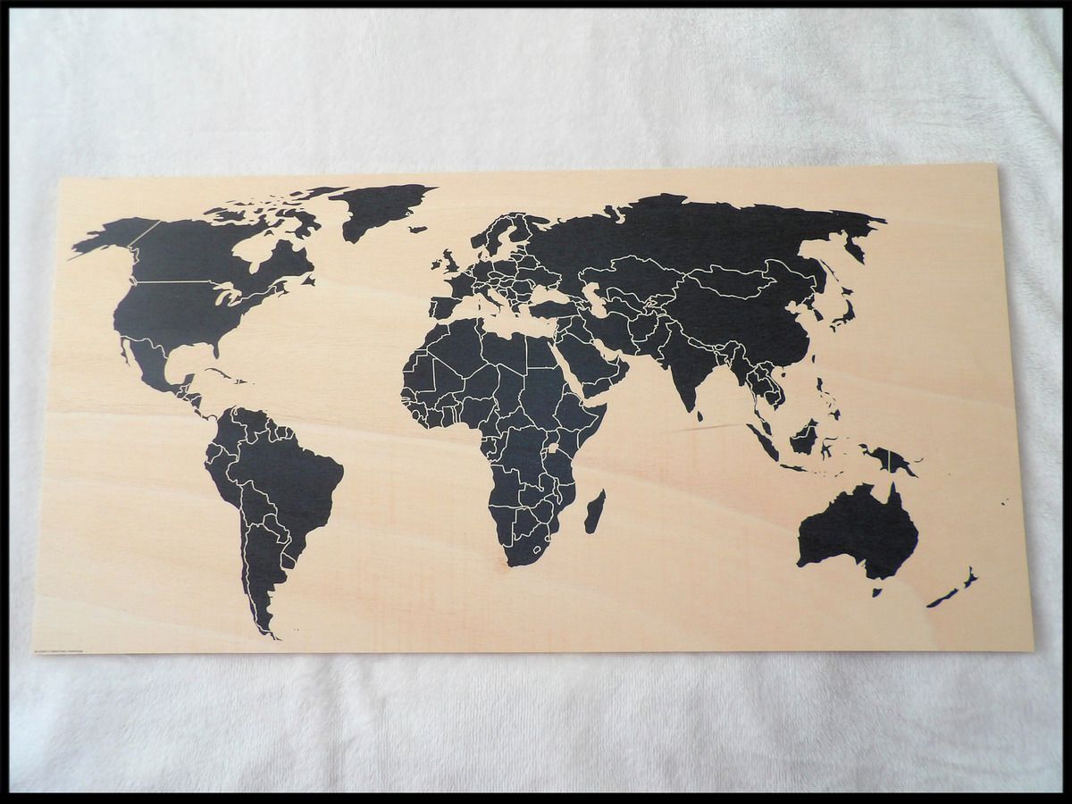 tableaux carte du monde posterlounge, bois, décoration, maison, attrape rêve