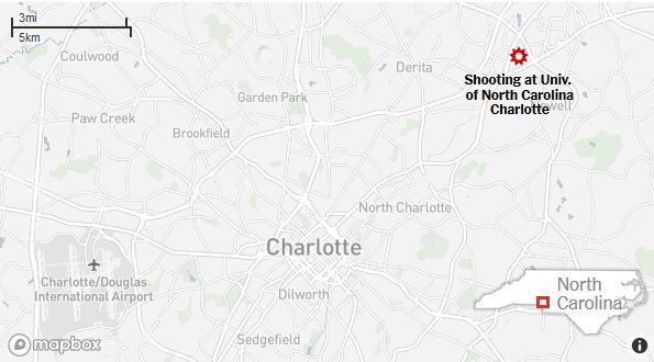 University of North Carolina Charlotte tuerie -map- attentat de masse - psycho-criminologie.com