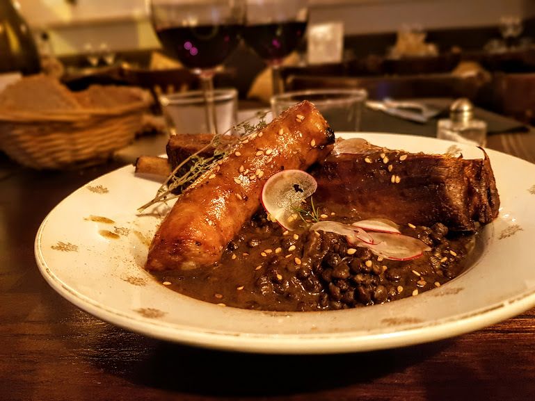 Duo de cochon (saucisse et travers) Restaurant Mon Loup Paris 17