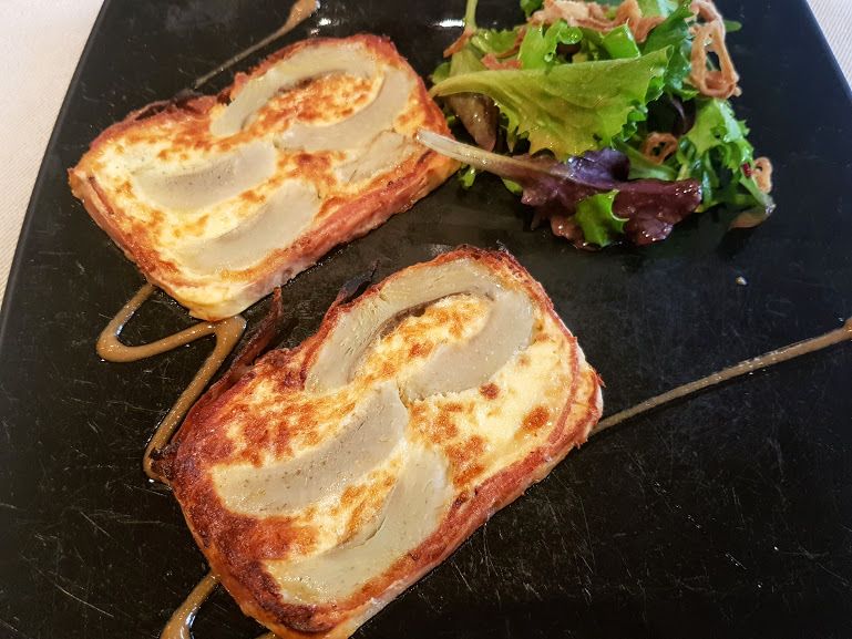 Terrine d’artichaut gratinée au lard fumé et vieux comté Afaria Restaurant Paris 15