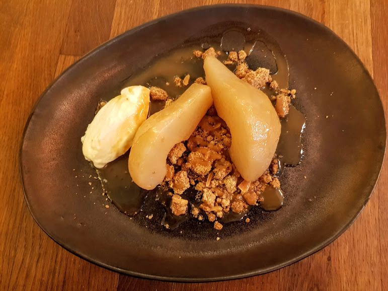 Poire pochée au cidre Poulette Restaurant Asnières sur Seine 92