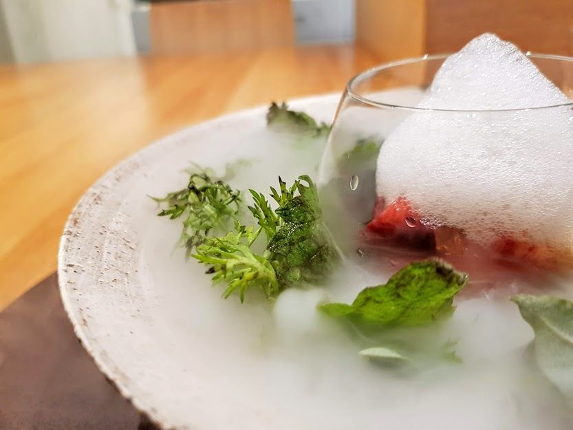 Pêche, tomate, Hakucha Ken Kawasaki restaurant Paris 18