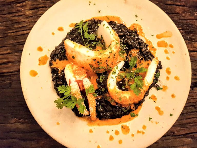 Seiche, riz carnaroli, chorizo Chinaski restaurant Paris 5