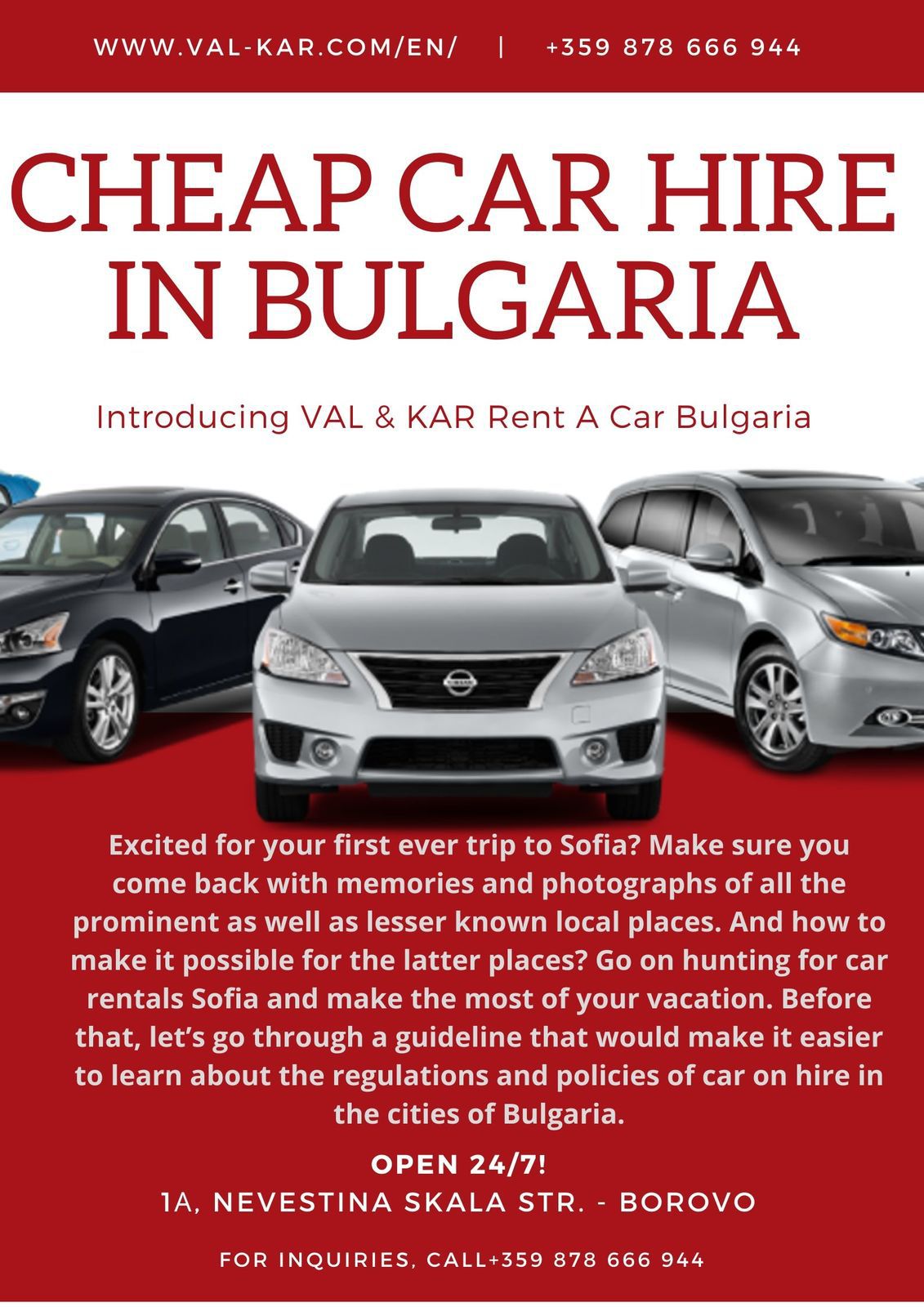 Reasonable car rental service at Bulgaria