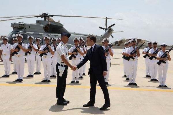 Emmanuel Macron sur la base militaire de Djibouti, le 12 mars 2019. © Ludovic MARIN/AFP