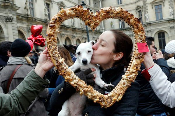 AFP Une femme embrasse son chien lors de la Saint Valentin, le 14 février 2014 à Paris © AFP - FRANCOIS GUILLOT