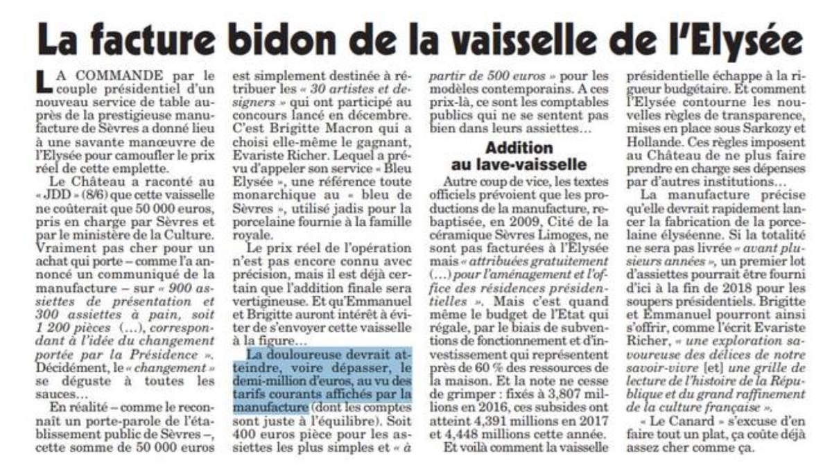 Brigitte et Emmanuel Macron commandent une nouvelle vaisselle pour l’Elysée qui coûte... « un pognon de dingue »