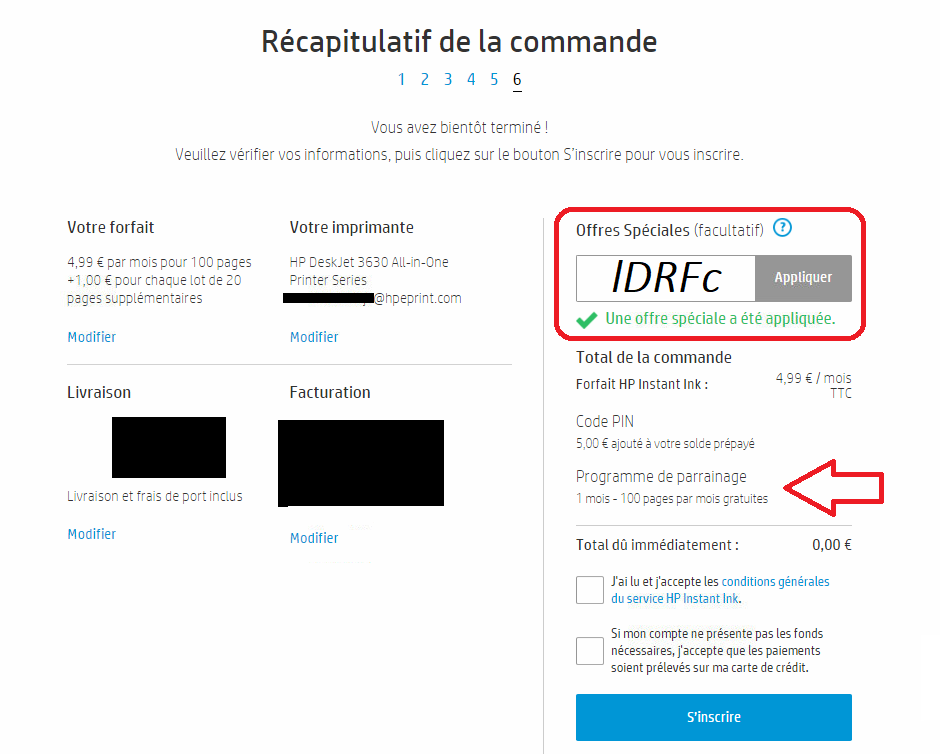 hp instant ink offer code