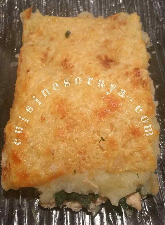 Hachis Parmentier saumon et épinards