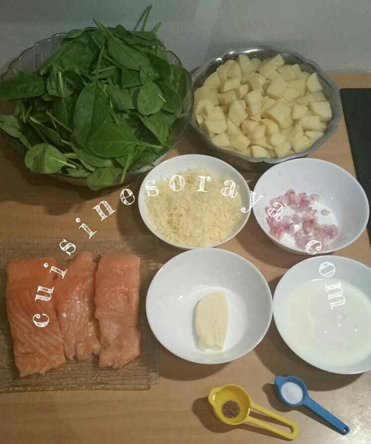 Hachis Parmentier saumon et épinards