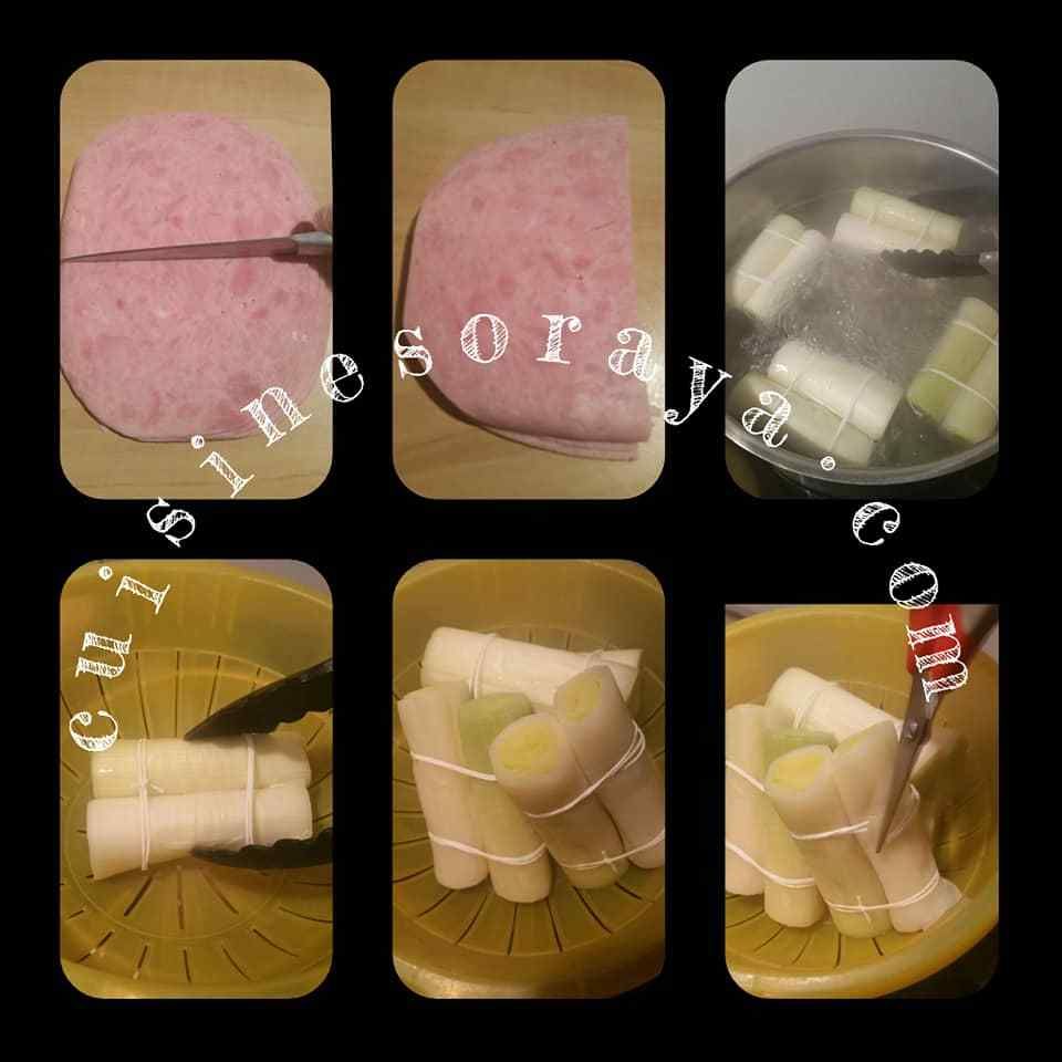 Gratin de poireaux au jambon de dinde