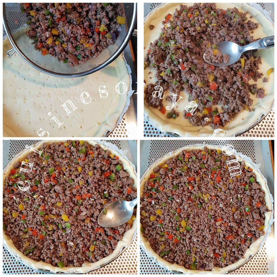Quiche à la viande et aux trois poivrons