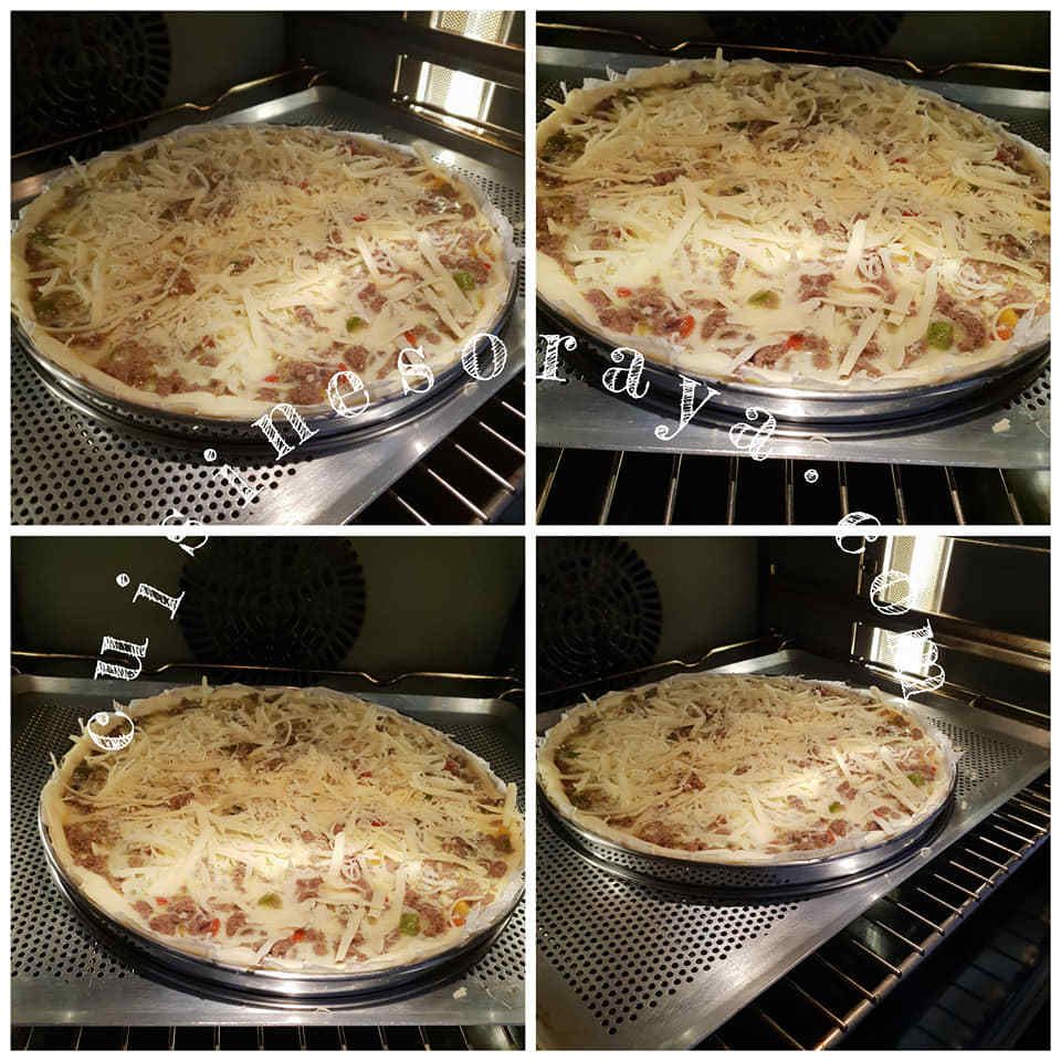 Quiche à la viande et aux trois poivrons