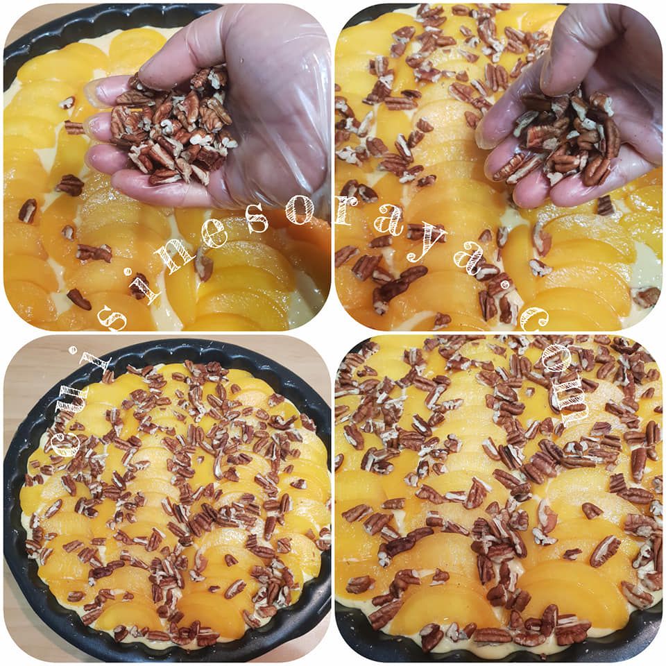 Gâteau à la pêche et aux noix de pécan