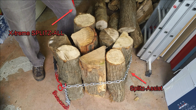 Outil revolutionnaire pour fendre les buches de bois en bois de chauffage : le SPLITZ ALL de GOOD N USEFULL - made in USA - vente dans le monde entier