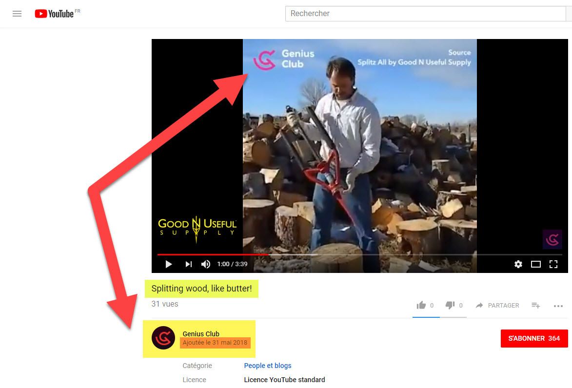 SPLITZ-ALL : outil fendeur de buches ! SPLITTING WOOD LIKE BUTTER - Youtube GENIUS CLUB Chanel